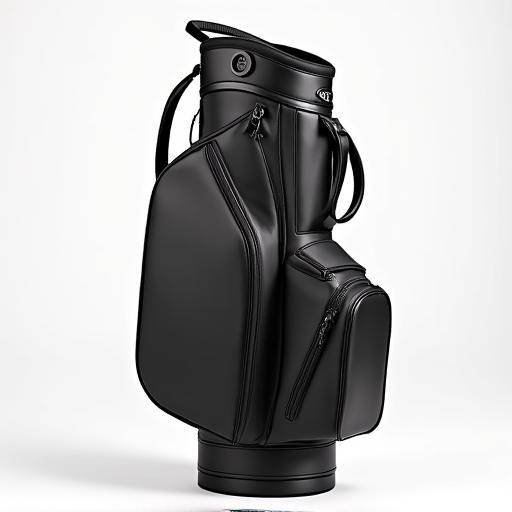 A sleek black lightweight stand golf bag with ample pockets.